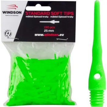 Příslušenství pro šipky Plastové hroty Windson STANDARD 25 mm 150 ks zelené (150 ks hrotů v originálním balení)