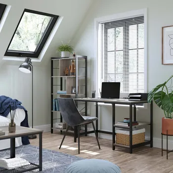 Počítačový stůl Rustikální psací stůl šedo-černý | 120 x 60 x 75 cm