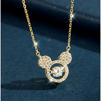 Náhrdelník B-TOP Náhrdelník z pozlacené nerezové oceli s přívěskem Mickey