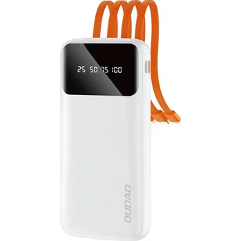 Powerbanka Dudao K6Pro PowerBanka 2x USB + kabely USB-C / Micro USB / Apple / 10000mAh / bílá
