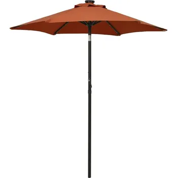 Slunečník vidaXL Marketos Zahradní slunečník s LED osvětlením terakota 200x211 cm hliník