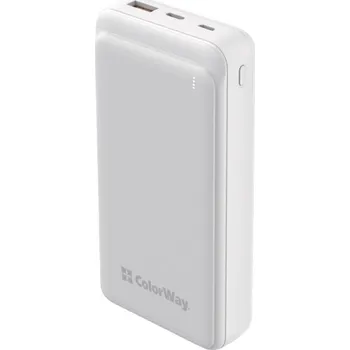 Powerbanka COLORWAY powerbanka/ 20 000mAh/ USB QC3.0/ USB-C Power Delivery 20W/ Micro-USB/ Bílá