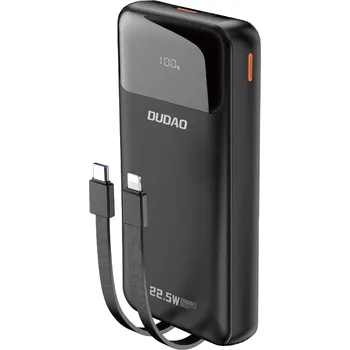 Powerbanka Dudao K15PRO PowerBanka 20000mAh, USB-A USB-C / 22,5W, LED display, vestavěné kabely černá